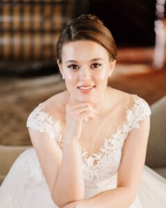 A bride poses for Beth Sheridan on her wedding day as a planned shot from the pre-wedding checklist for wedding photography preparation.