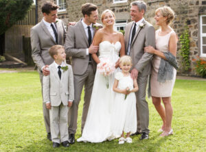 A family photo captured during a luxury wedding.